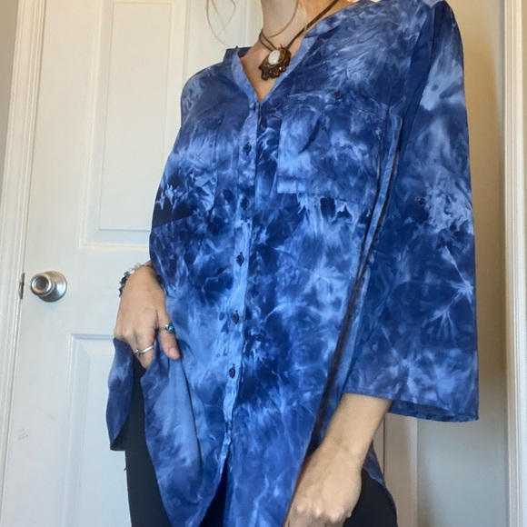 Blue dyed button down - Picture 2 of 3